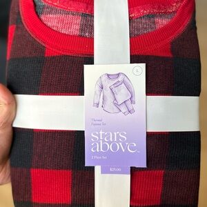 5 sets Stars Above women's Red and Black Plaid Crewneck Sweater size L